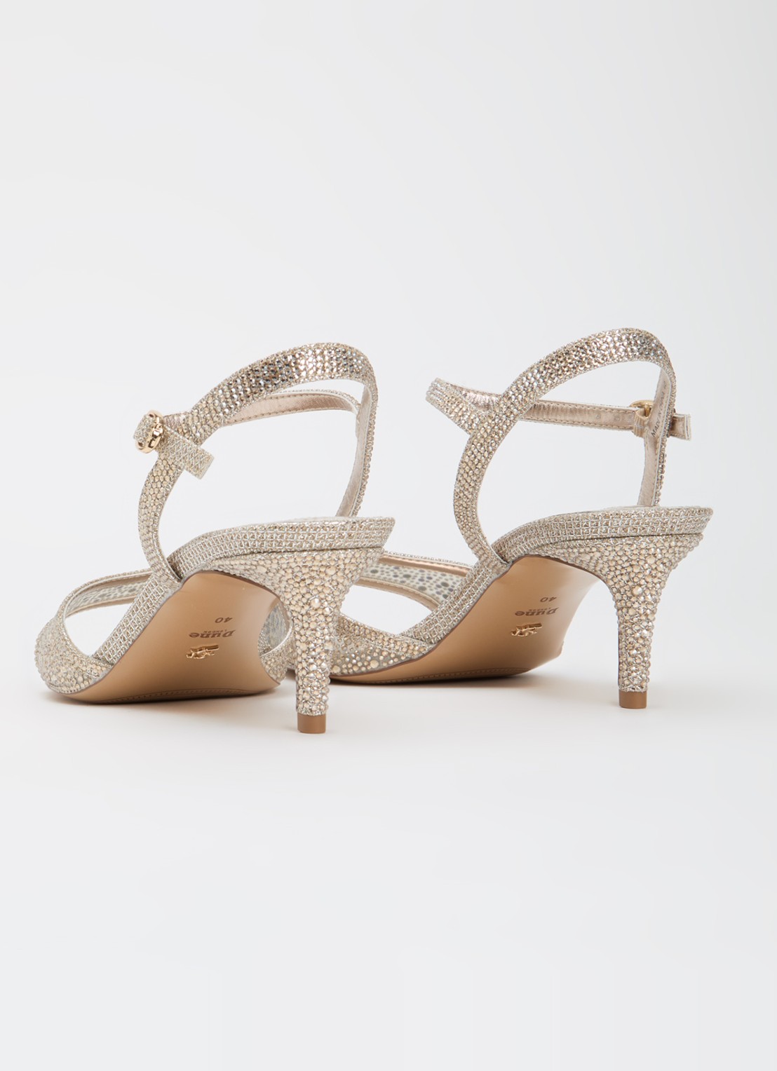 Dune London Wide Fit Manicure sandalette met strass - achterkant zilver