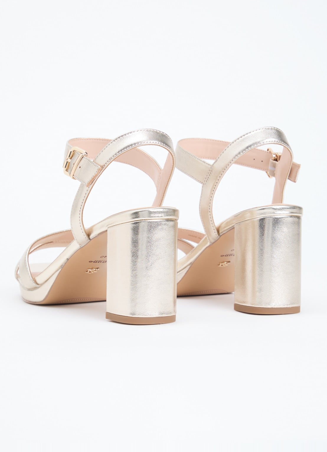 Dune London Wide Fit Manifesting sandalette van suède - achterkant 4 goud
