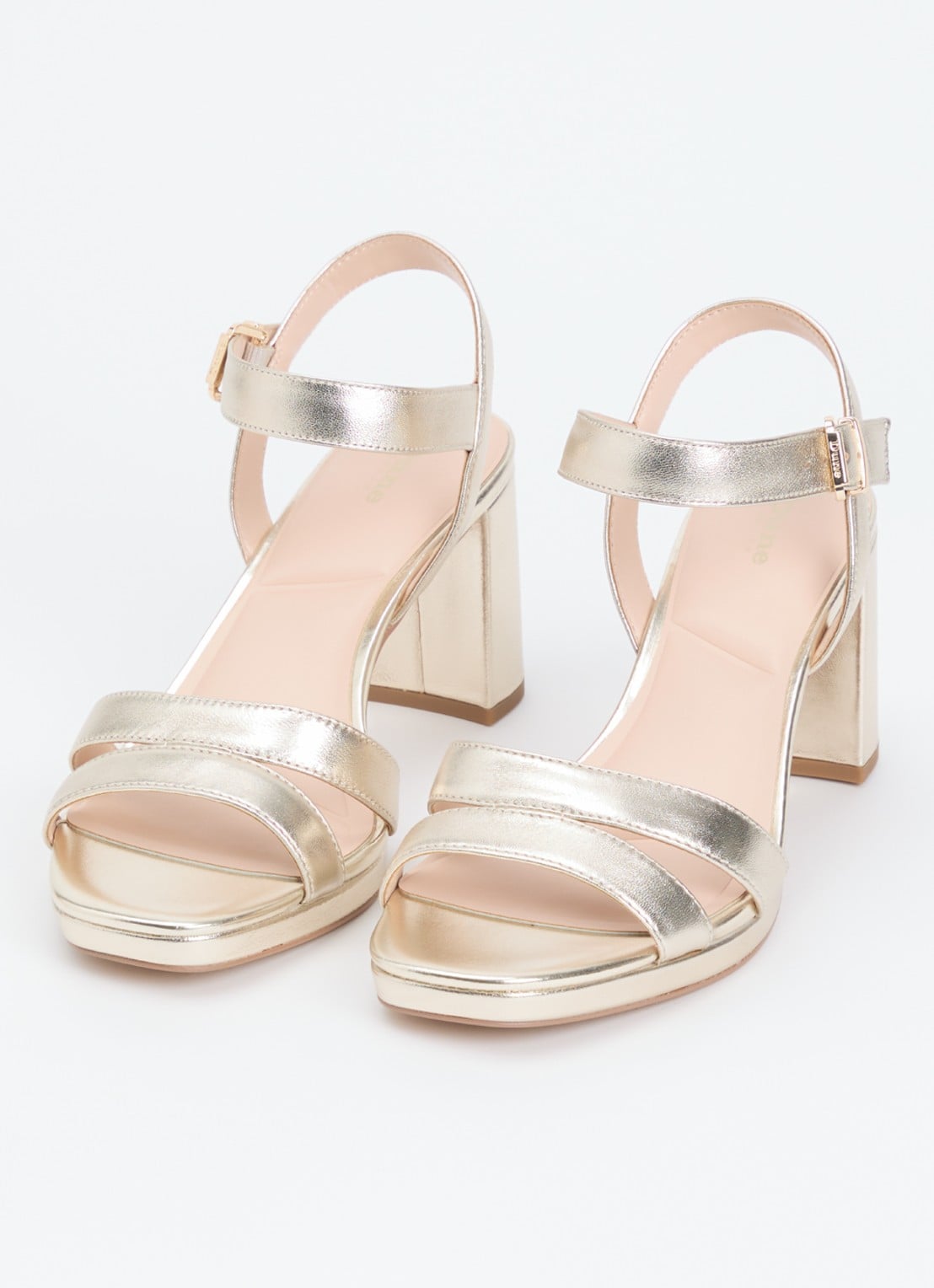 Dune London Wide Fit Manifesting sandalette van suède - detail goud
