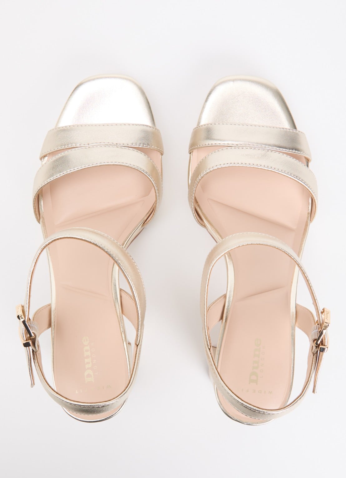Dune London Wide Fit Manifesting sandalette van suède - detail 2 goud