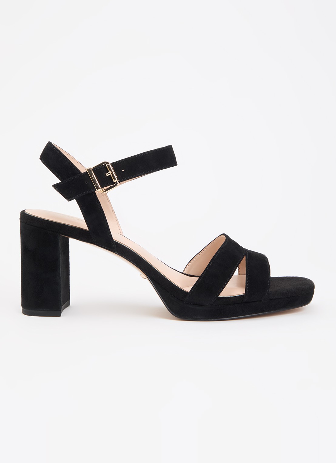 Dune London Wide Fit Manifesting sandalette van suède - voorkant zwart