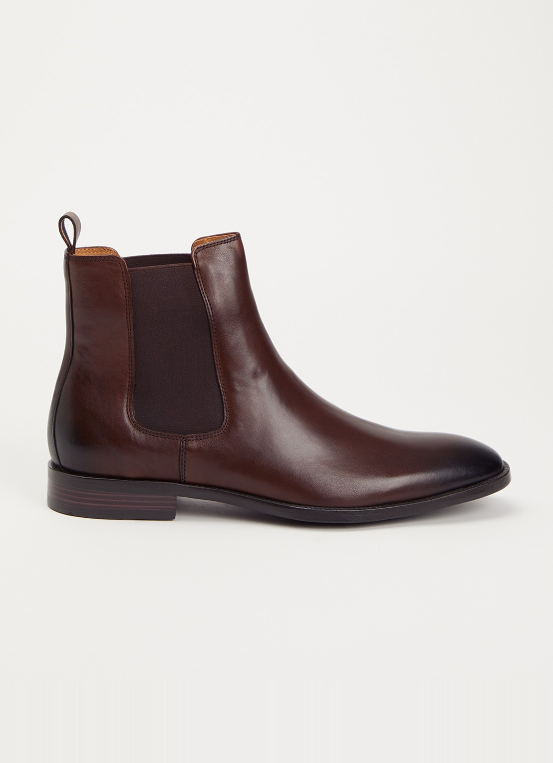 Dune London Wide Fit Matchin chelsea boot van leer - voorkant 3 donkerbruin