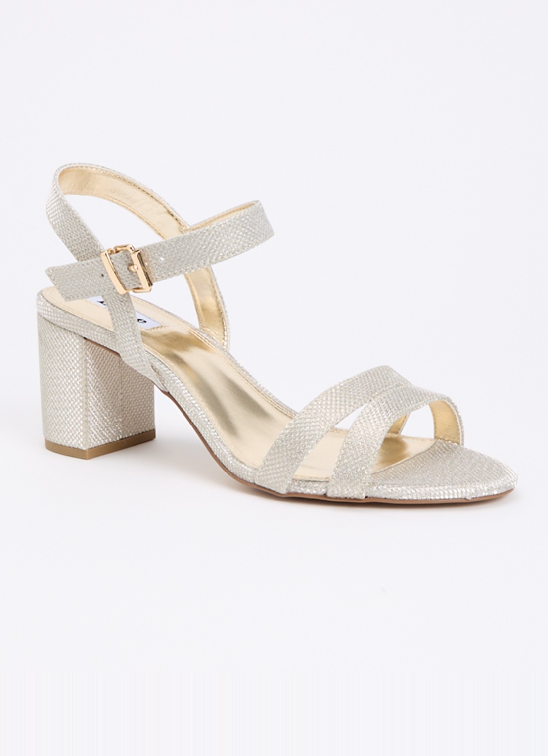 Dune London Wide Fit Merisa sandalette van leer - voorkant 4 goud