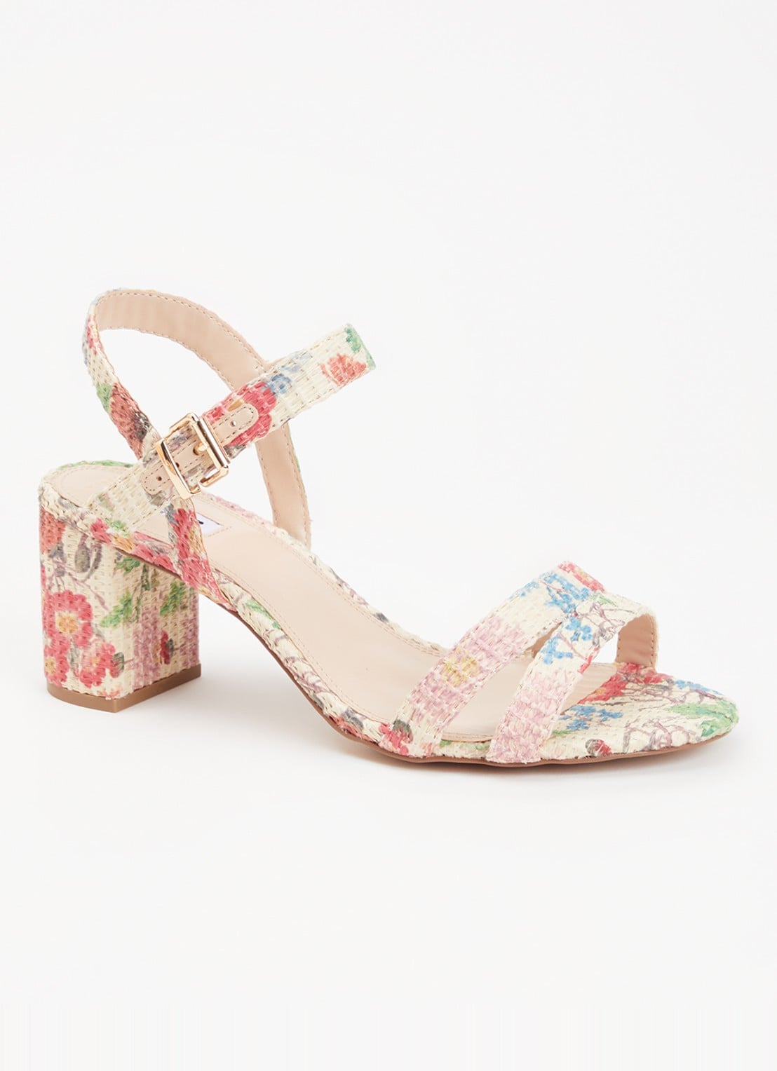Dune London Wide Fit Merisa sandalette van leer - voorkant 5 creme