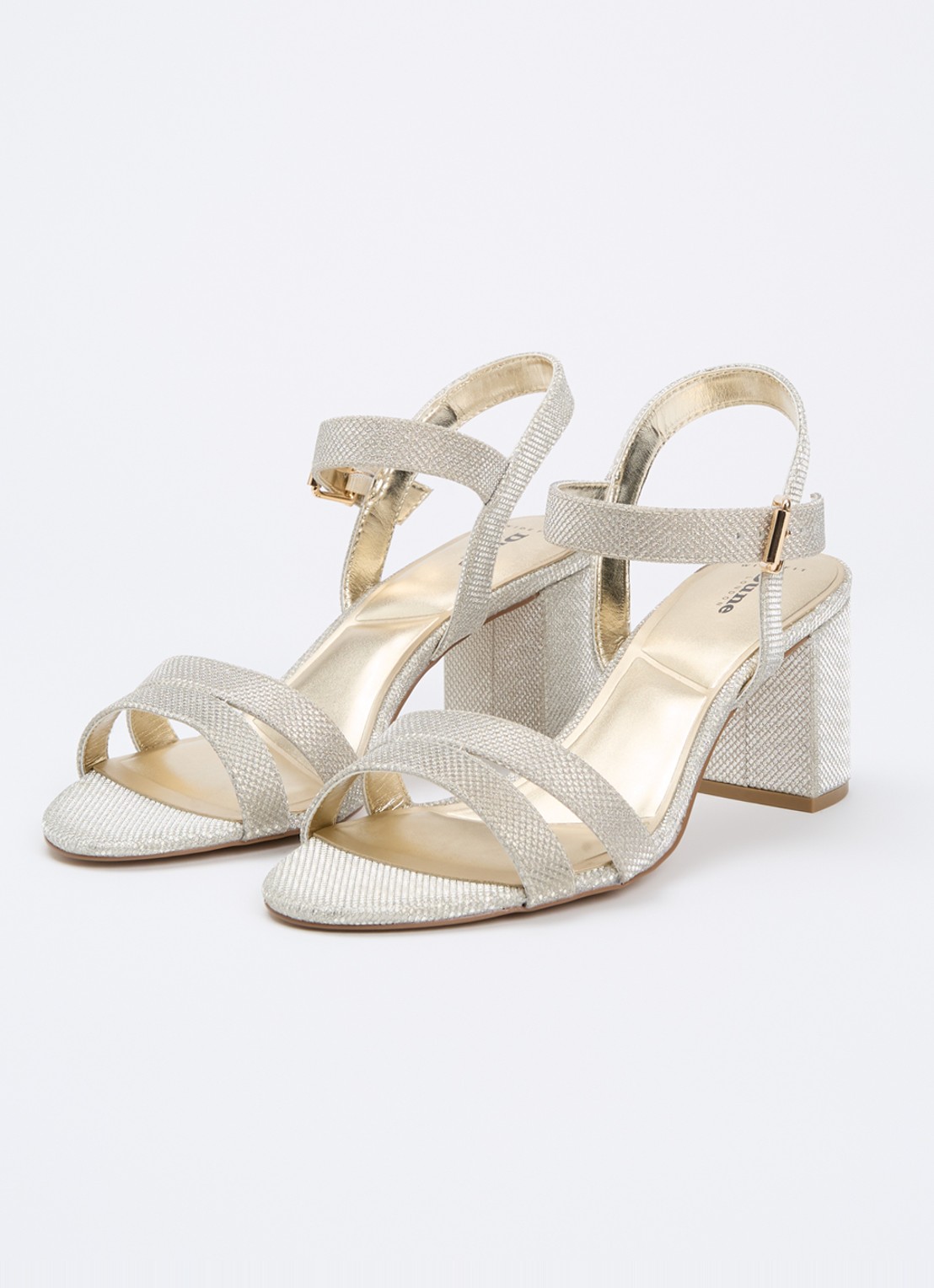 Dune London Wide Fit Merisa sandalette van leer - detail 2 witgoud