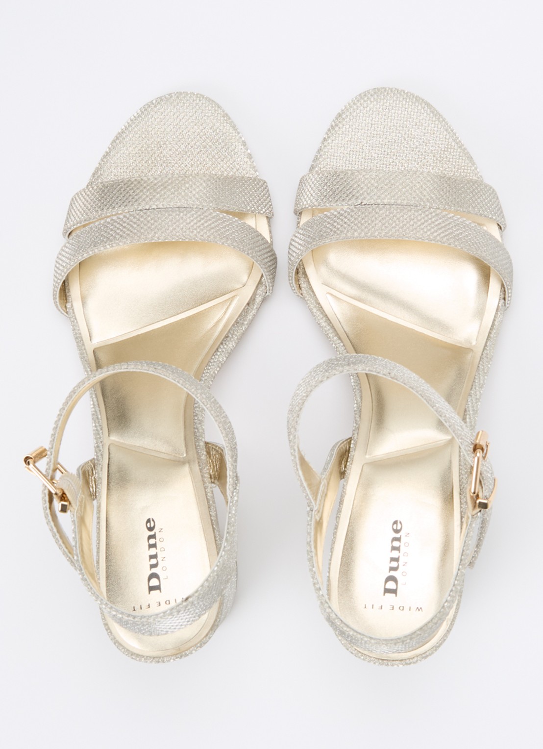 Dune London Wide Fit Merisa sandalette van leer - detail 3 witgoud