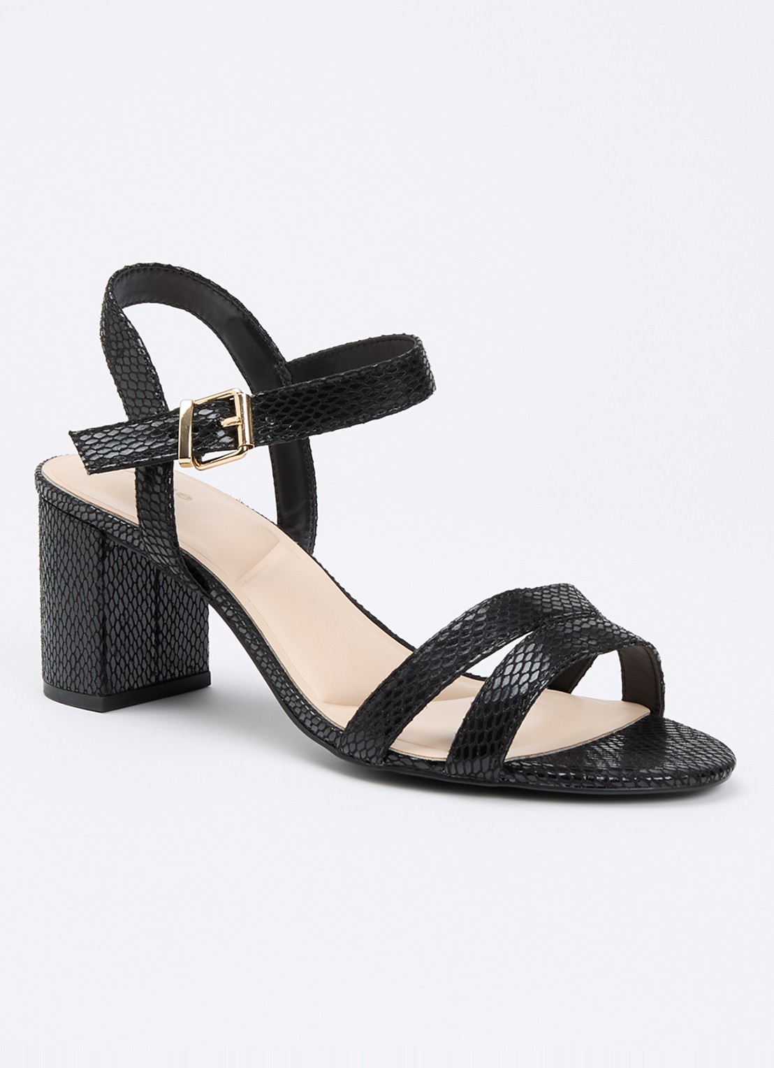 Dune London Wide Fit Merisa sandalette van leer - voorkant 5 antraciet