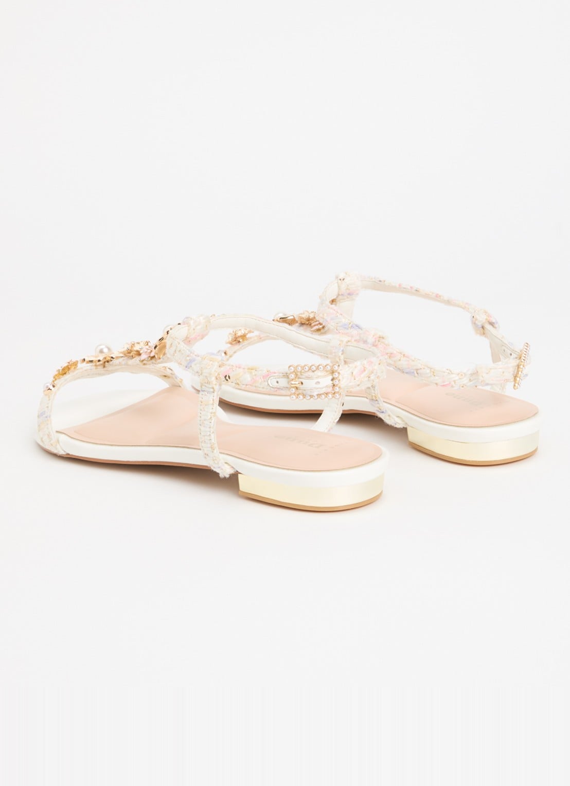 Dune London Wide Fit Nature sandaal - achterkant gebroken wit