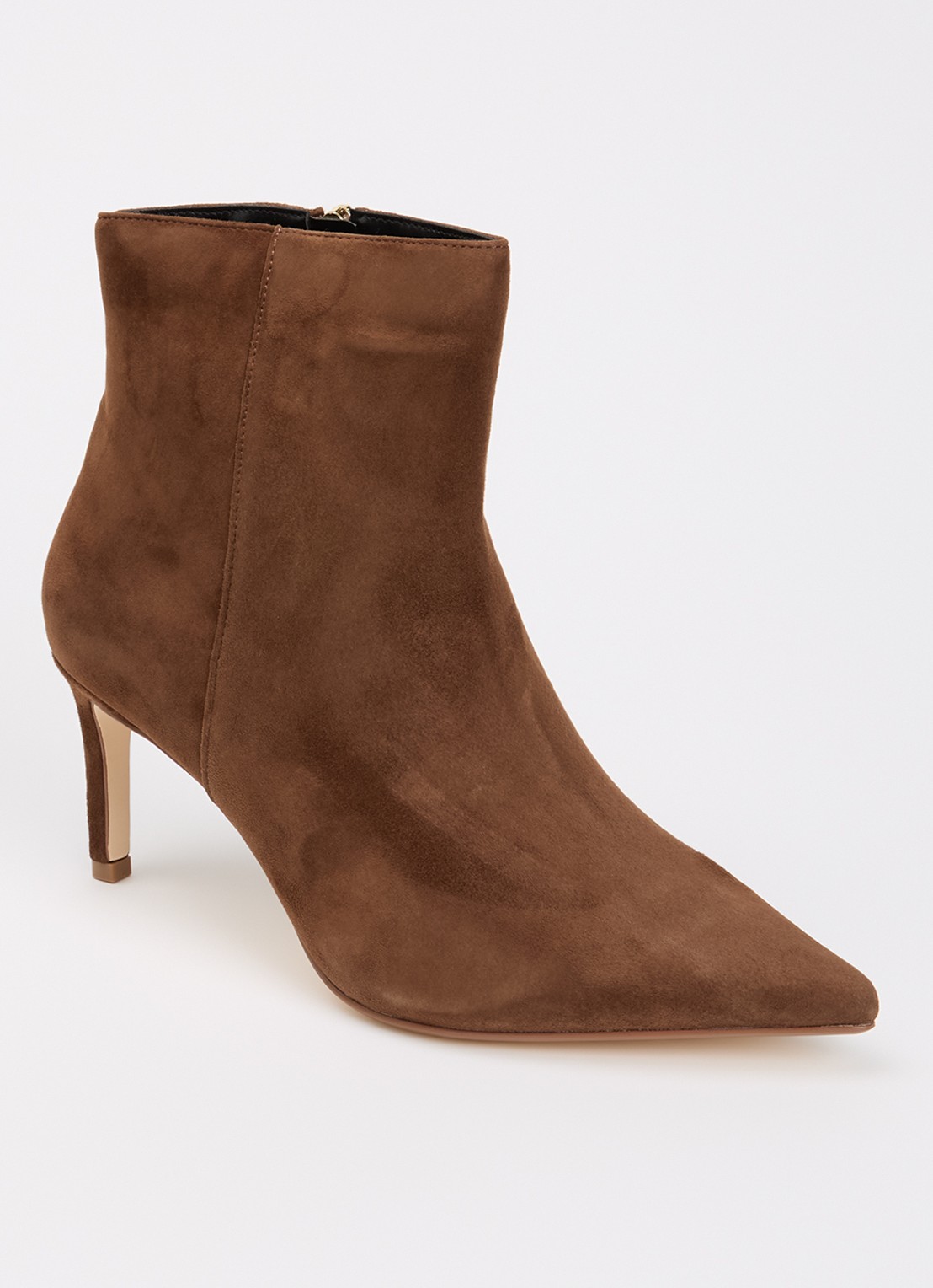 Dune London Wide Fit Obsessively enkellaarsje van suède - voorkant 4 bruin