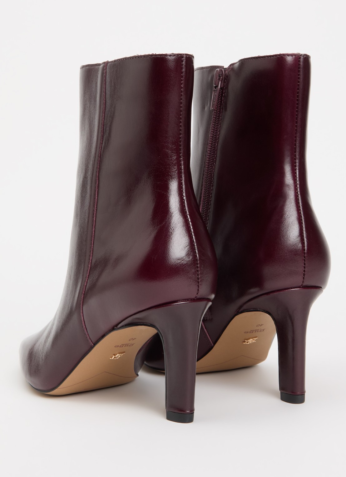 Dune London Wide Fit Ovation enkellaarsje van leer - achterkant 4 bordeauxrood