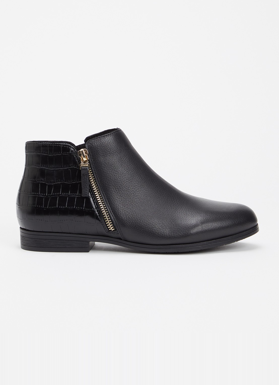 Dune London Wide Fit Pantha enkellaarsje  - voorkant 4 zwart