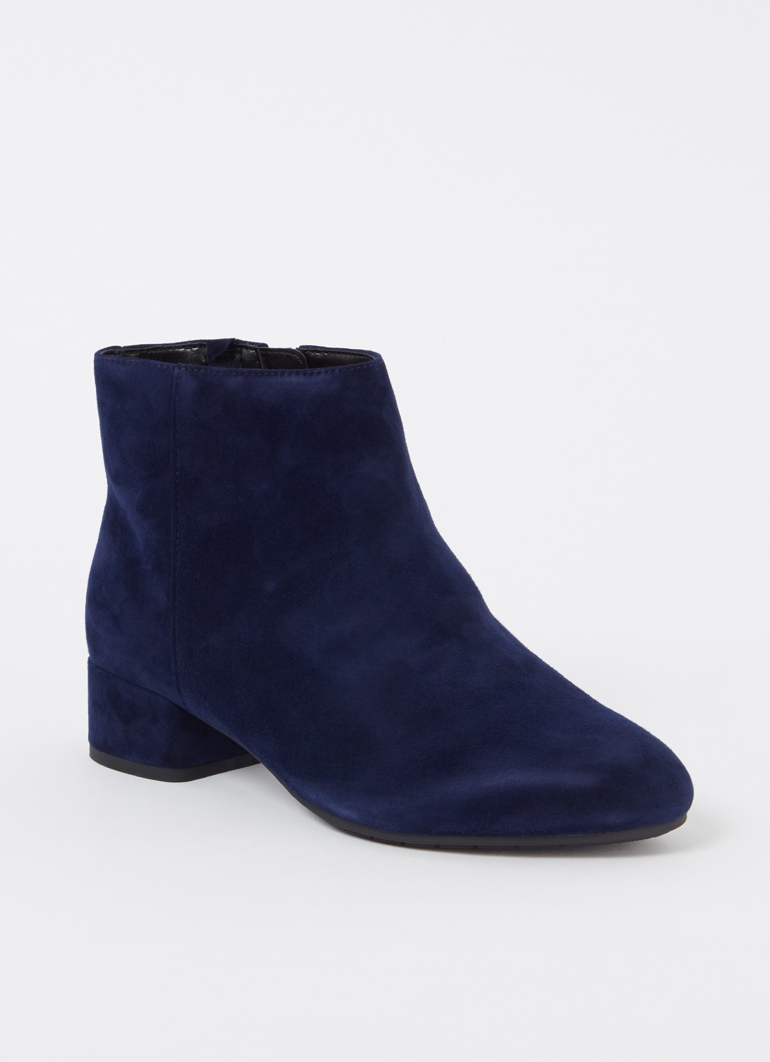 Dune London Wide Fit Pippie enkellaarsje van suède  - voorkant 3 donkerblauw