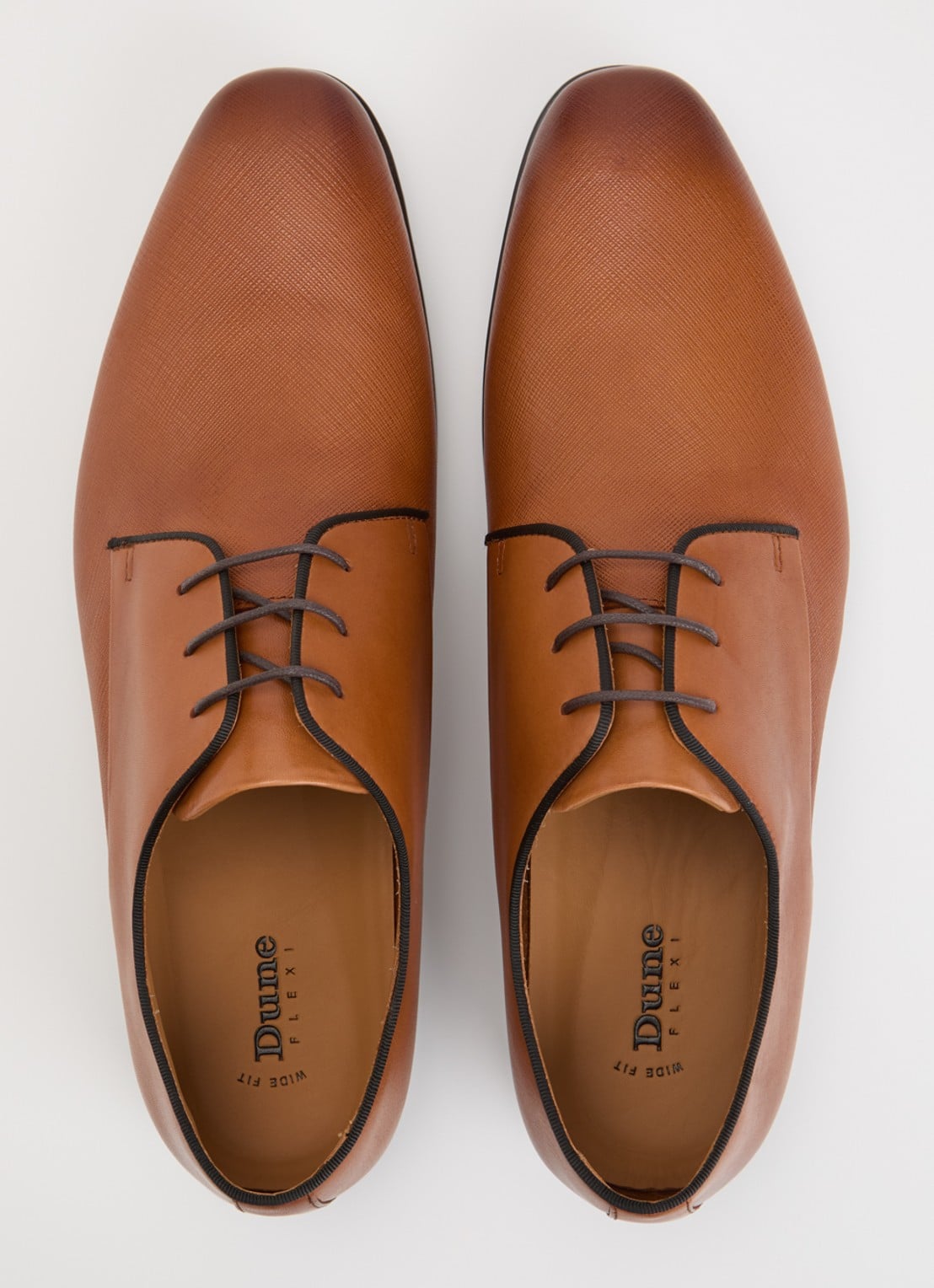 Dune London Wide Fit Saffi veterschoen van leer - detail 3 bruin
