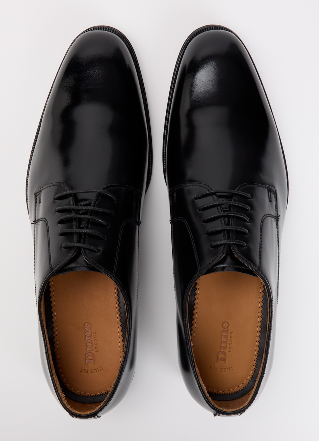 Dune London Wide Fit Salisburry veterschoen van leer  - detail 2 zwart