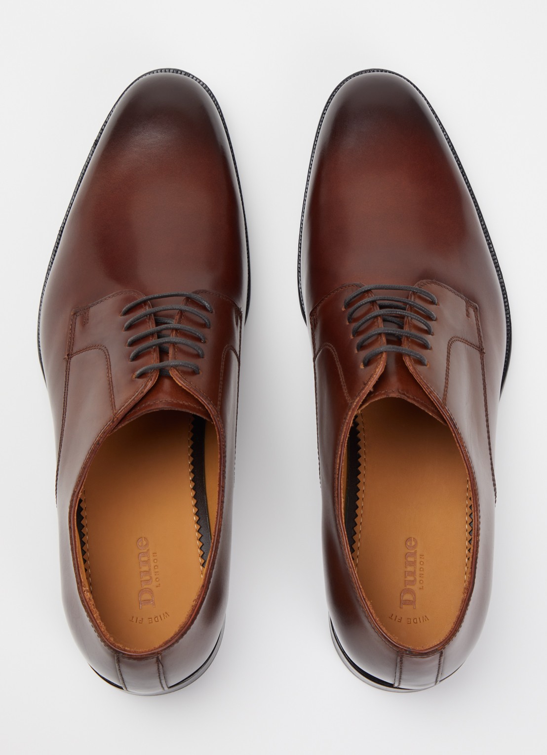Dune London Wide Fit Salisburry veterschoen van leer  - detail 3 donkerbruin