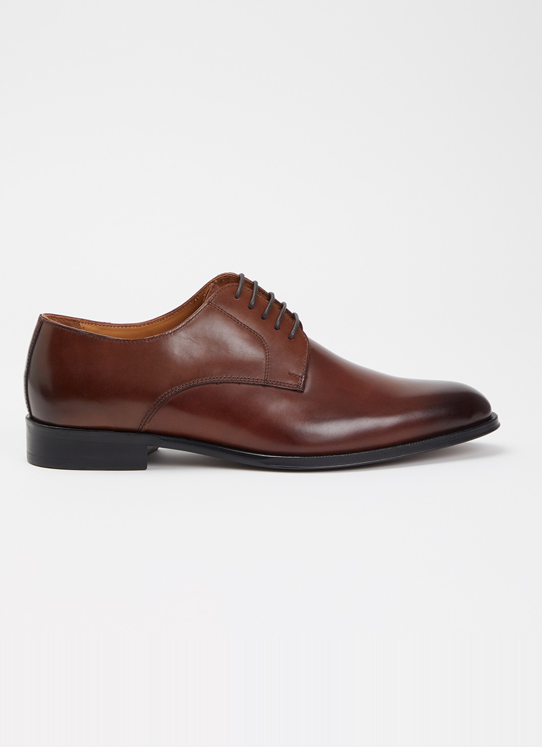 Dune London Wide Fit Salisburry veterschoen van leer  - voorkant 5 donkerbruin