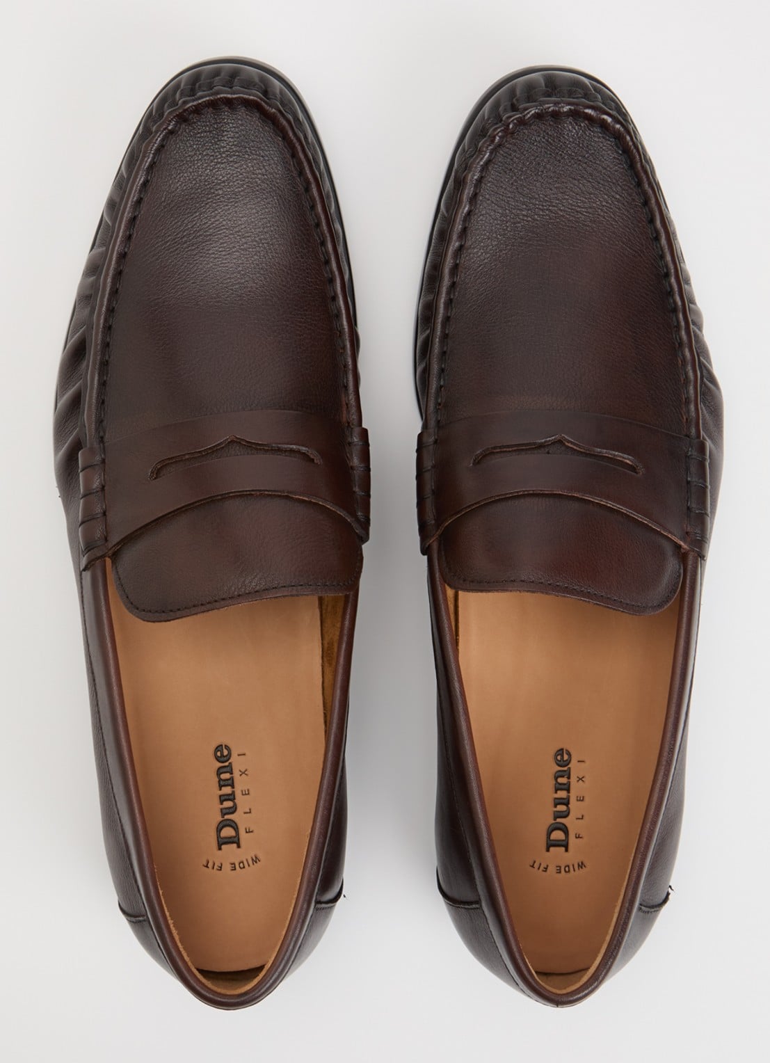 Dune London Wide Fit Sammi loafer van leer - detail 4 donkerbruin