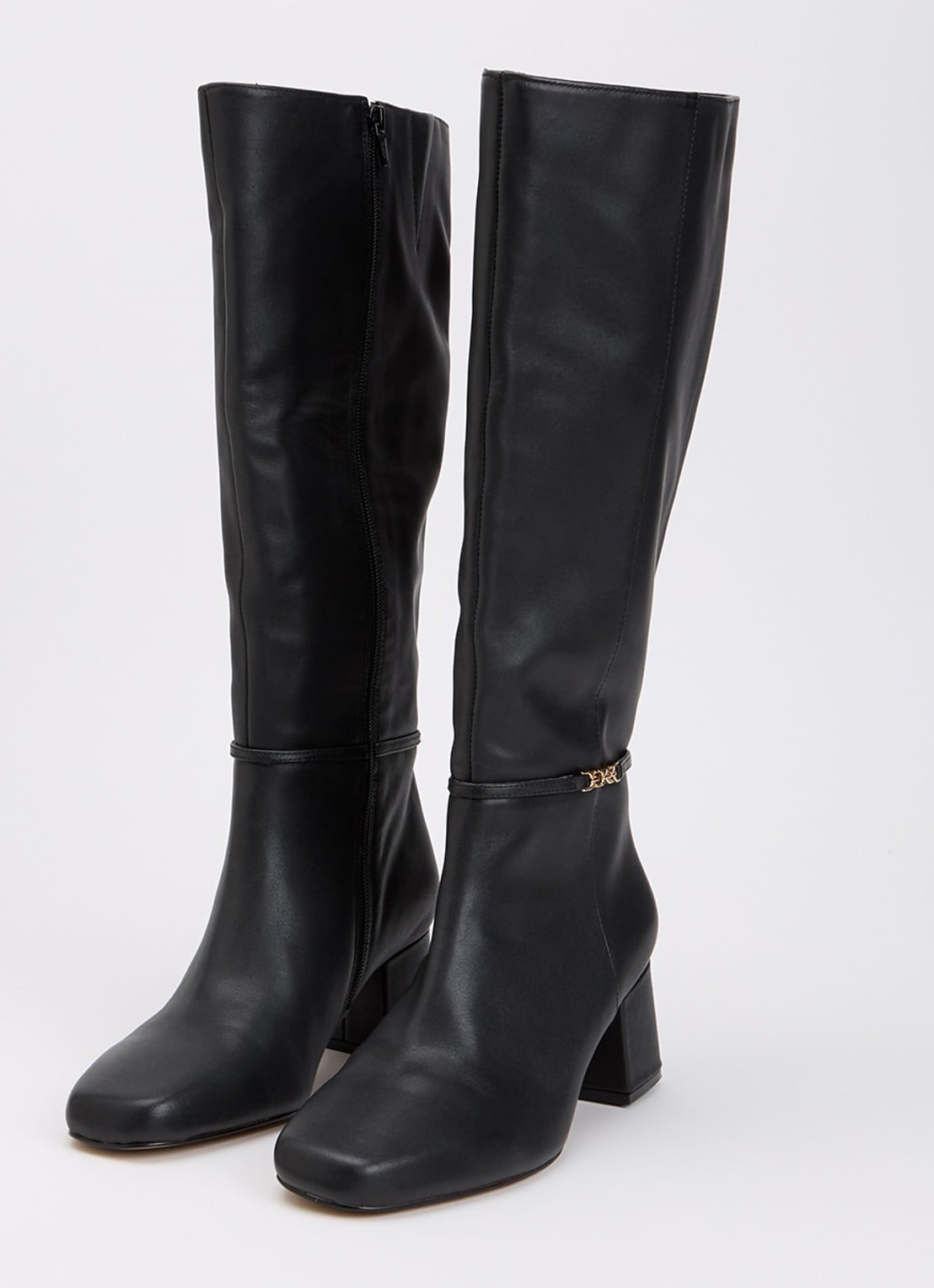 Dune London Wide Fit Sanna laars van leer - detail zwart
