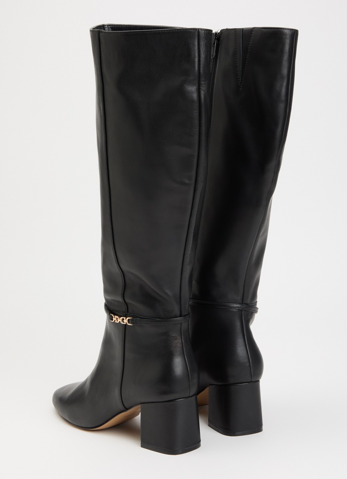 Dune London Wide Fit Sanna laars van leer - achterkant 2 diepzwart