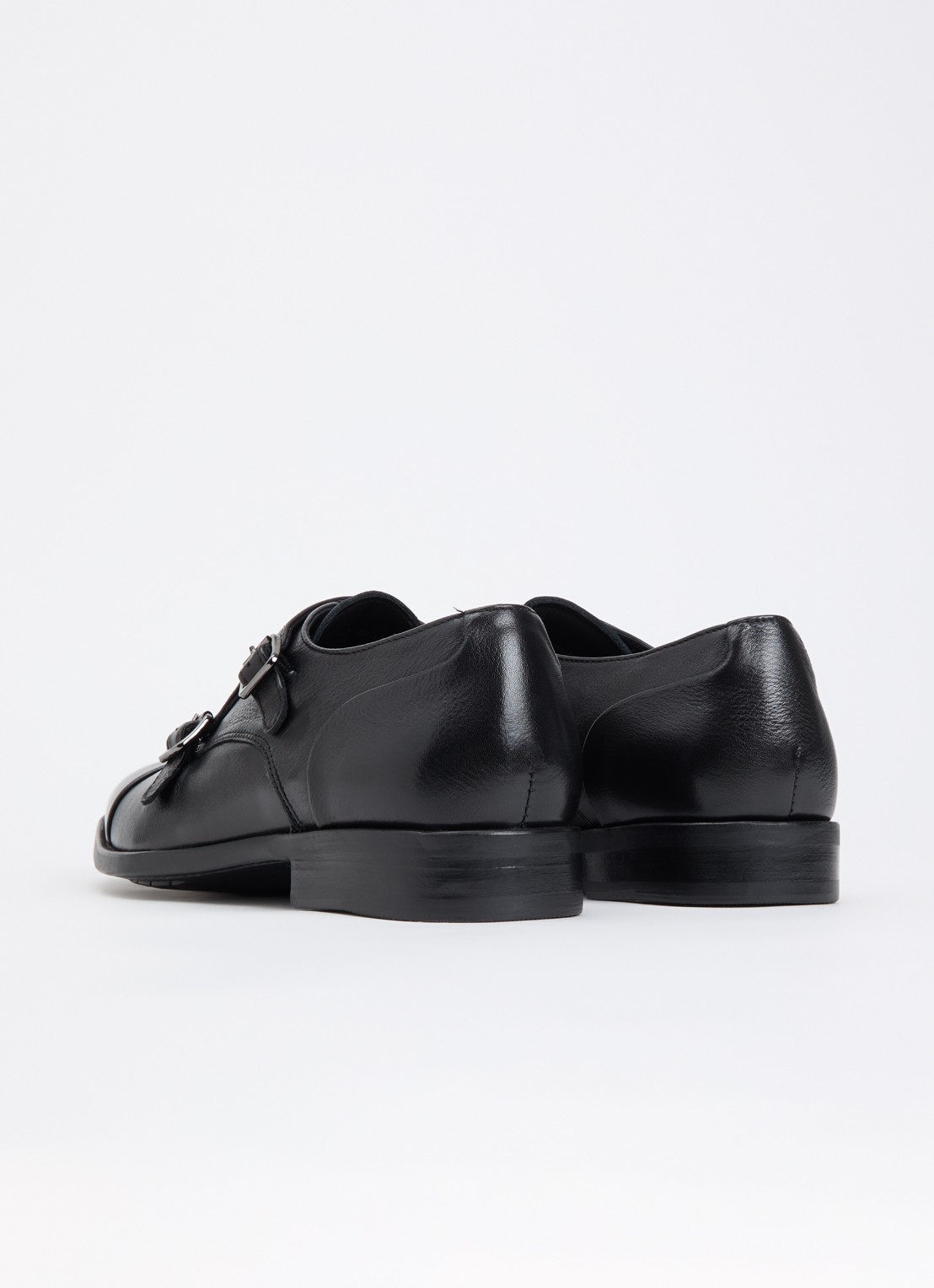 Dune London Wide Fit Satchin loafer van leer met gespdetail - achterkant 2 zwart