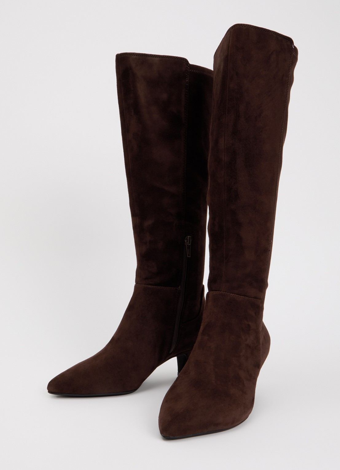 Dune London Wide Fit Sera laars van suède - detail bruin