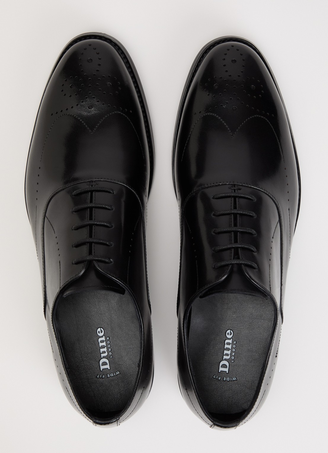 Dune London Wide Fit Shaay brogue van leer - detail 2 zwart
