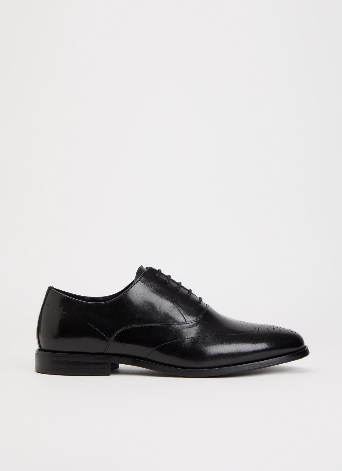 Dune London Wide Fit Shaay brogue van leer - voorkant 5 zwart