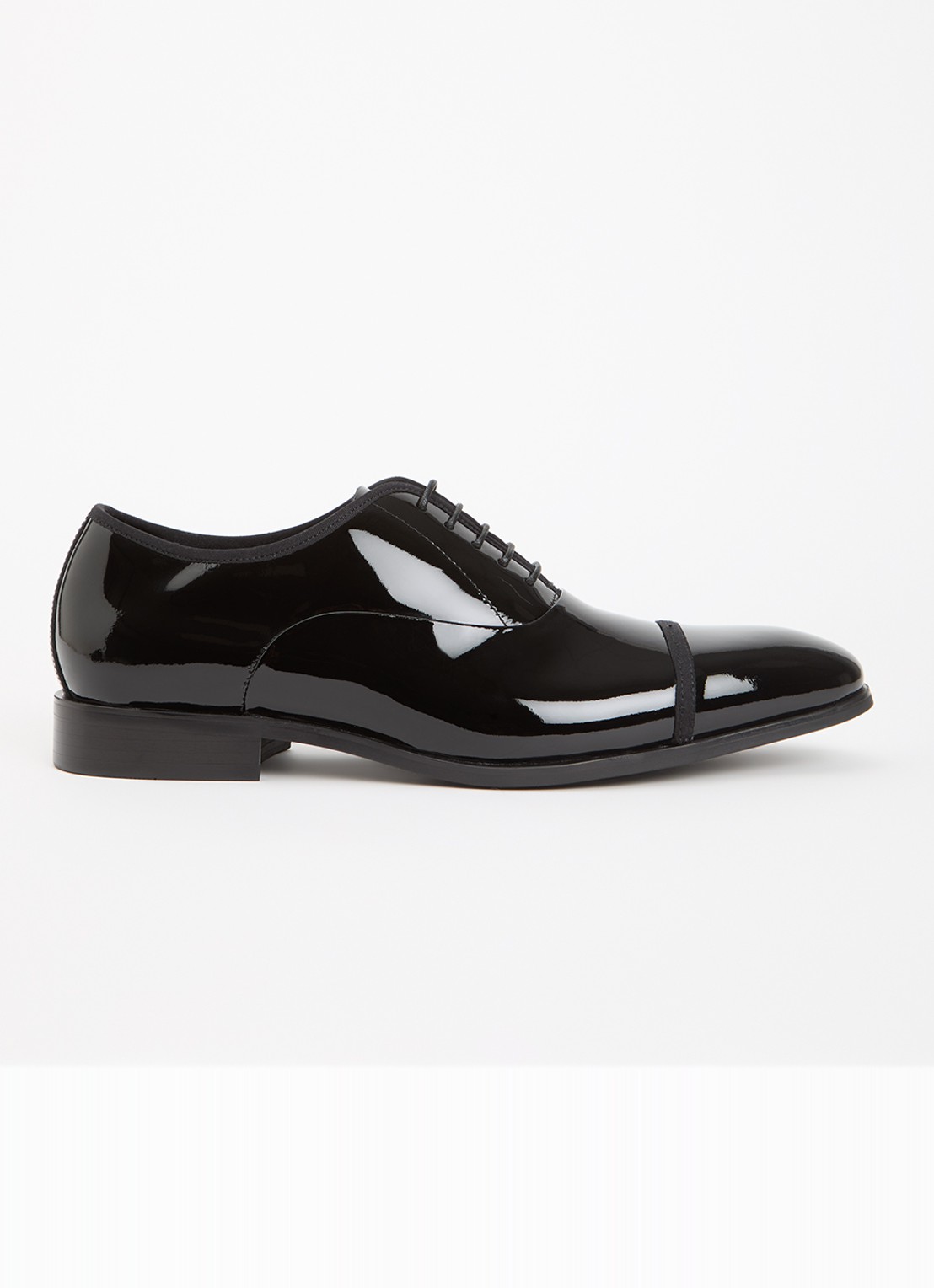 Dune London Wide Fit Shuffle veterschoen van lakleer - voorkant zwart