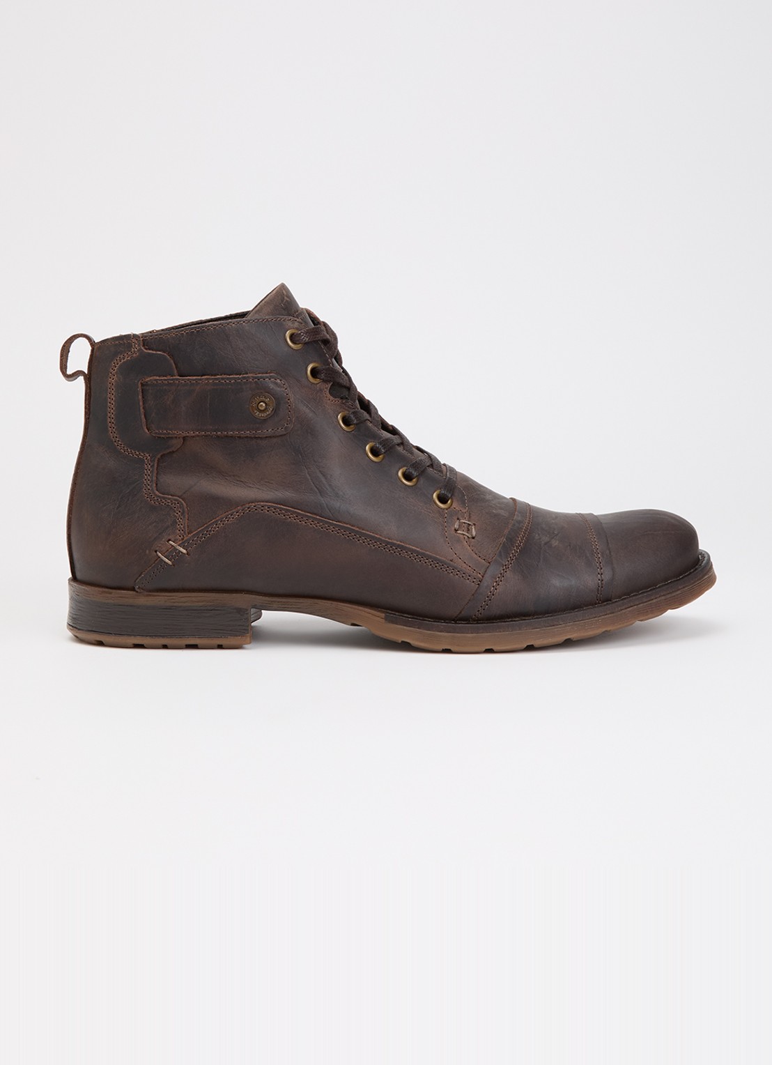 Dune London Wide Fit Simon veterboot van leer - voorkant 4 bruin