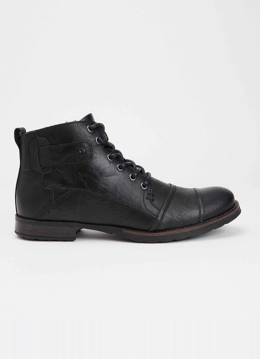 Dune London Wide Fit Simon veterboot van leer - voorkant zwart