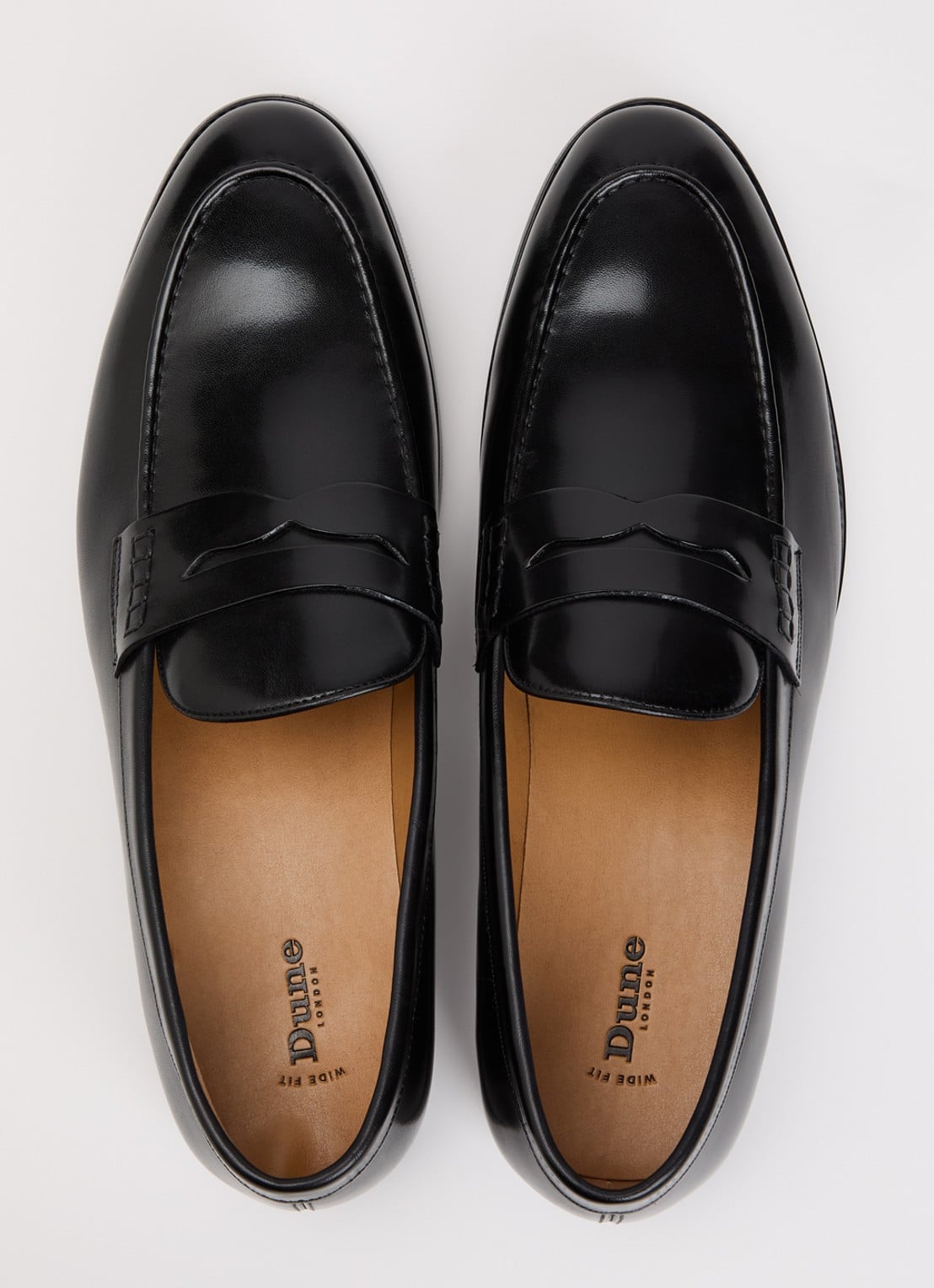 Dune London Wide Fit Skylers loafer van leer - detail 4 zwart
