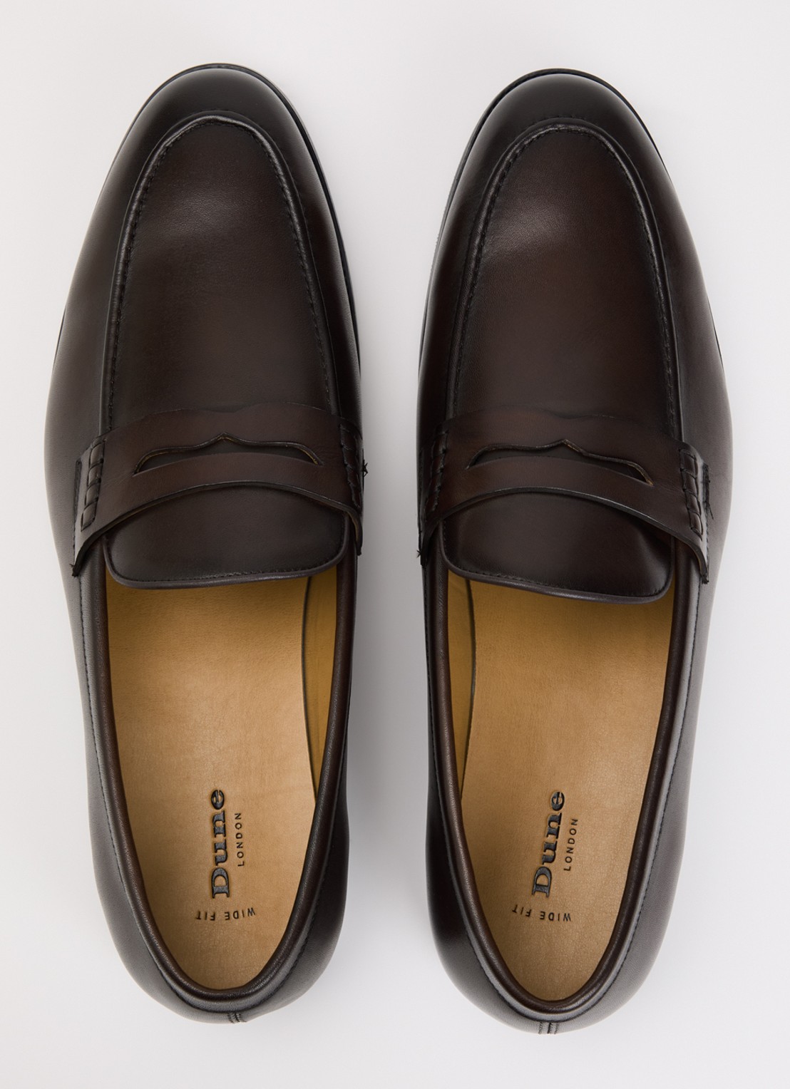 Dune London Wide Fit Skylers loafer van leer - detail 3 bruin