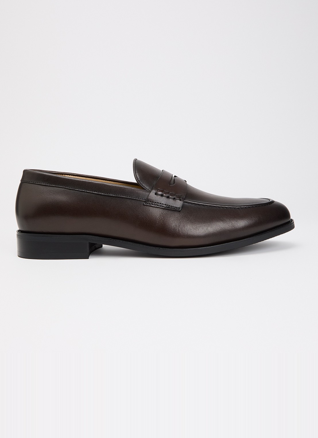 Dune London Wide Fit Skylers loafer van leer - voorkant bruin