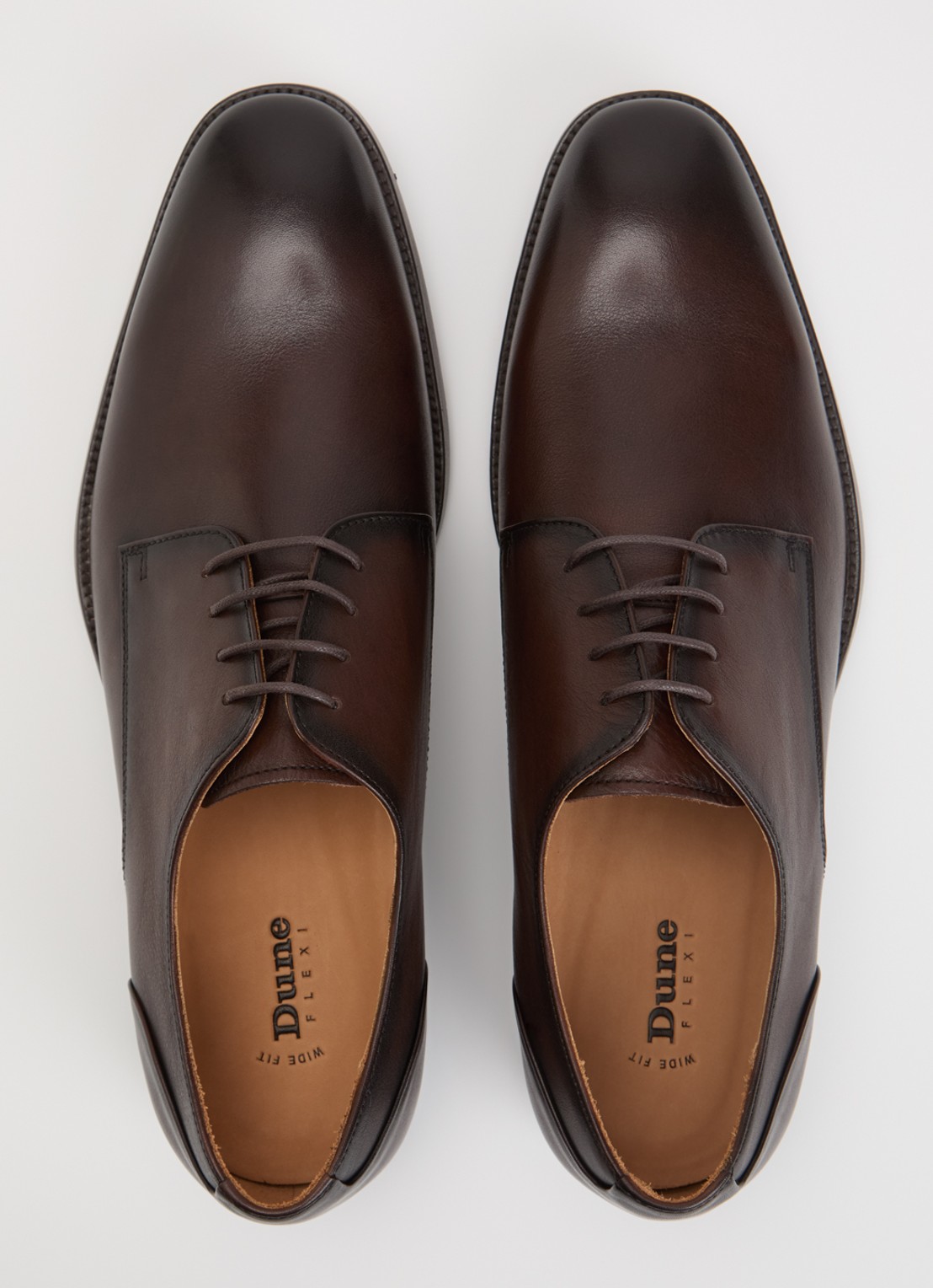 Dune London Wide Fit Sole veterschoen van leer  - detail 2 bruin
