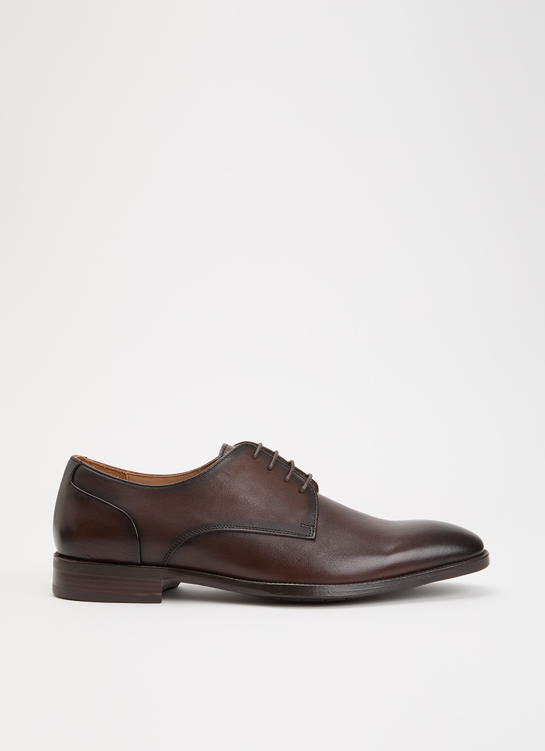 Dune London Wide Fit Sole veterschoen van leer  - voorkant 4 bruin
