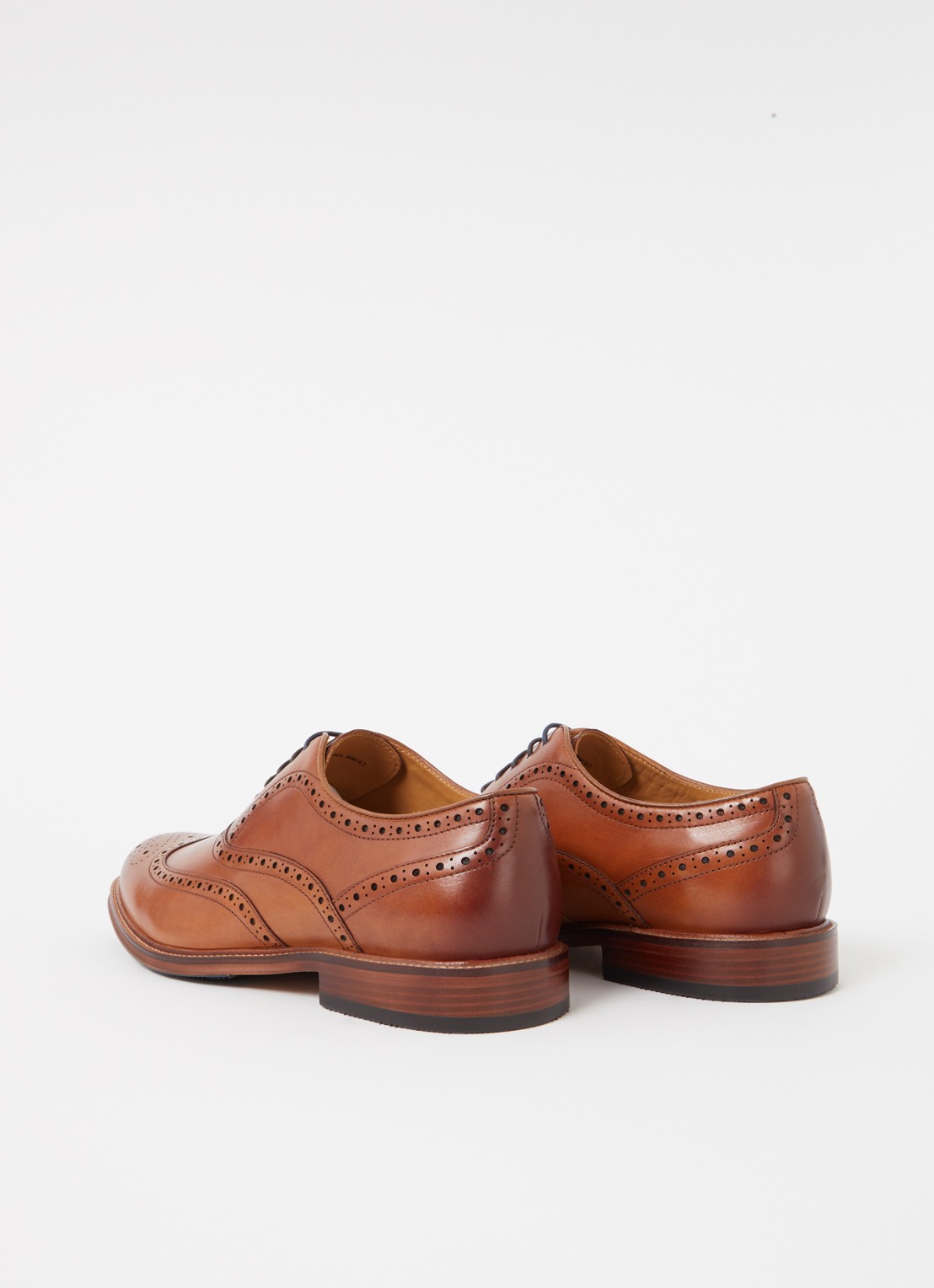 Dune London Wide Fit Solihull brogue van leer - achterkant 2 cognac