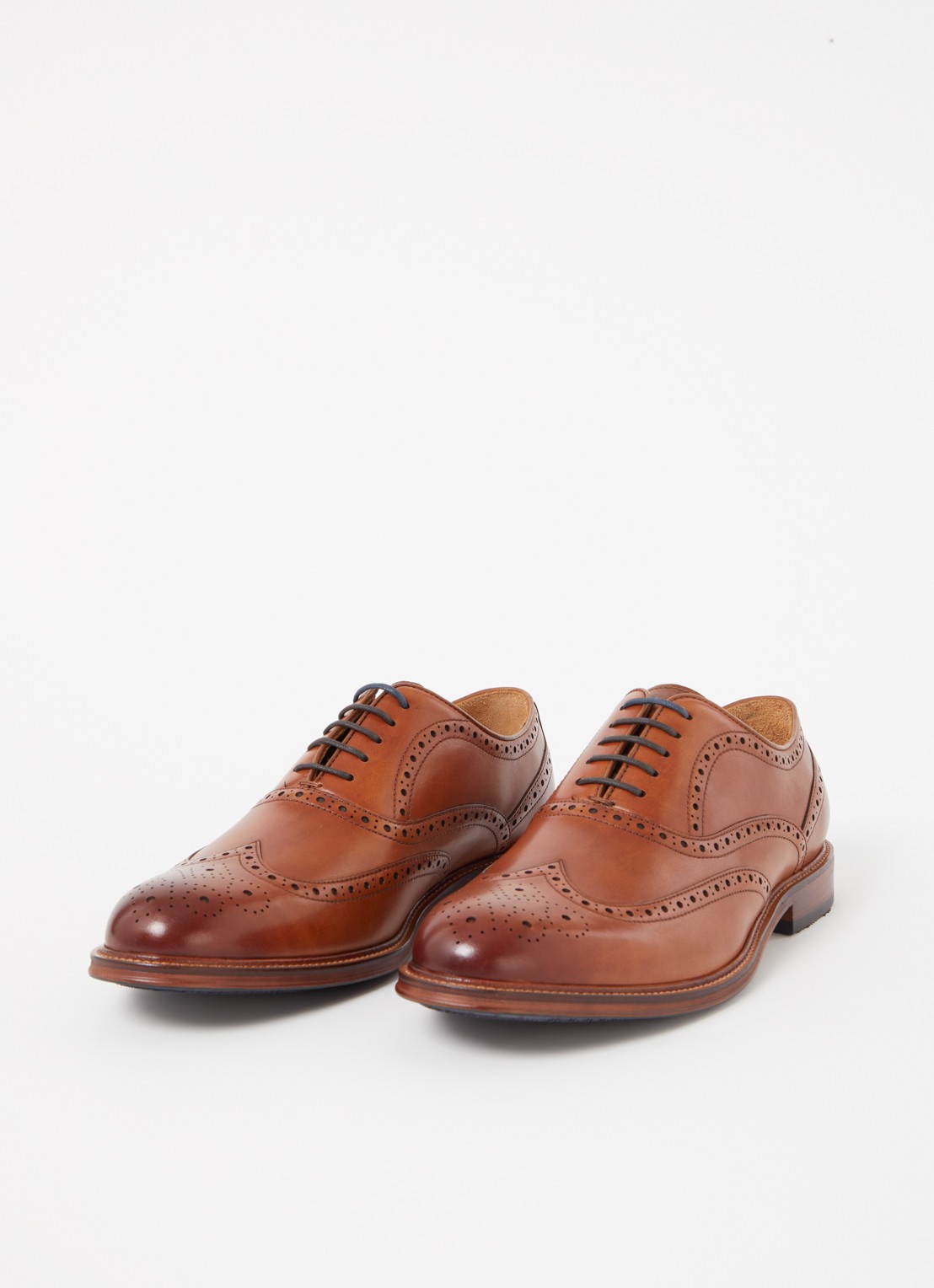 Dune London Wide Fit Solihull brogue van leer - detail 3 cognac