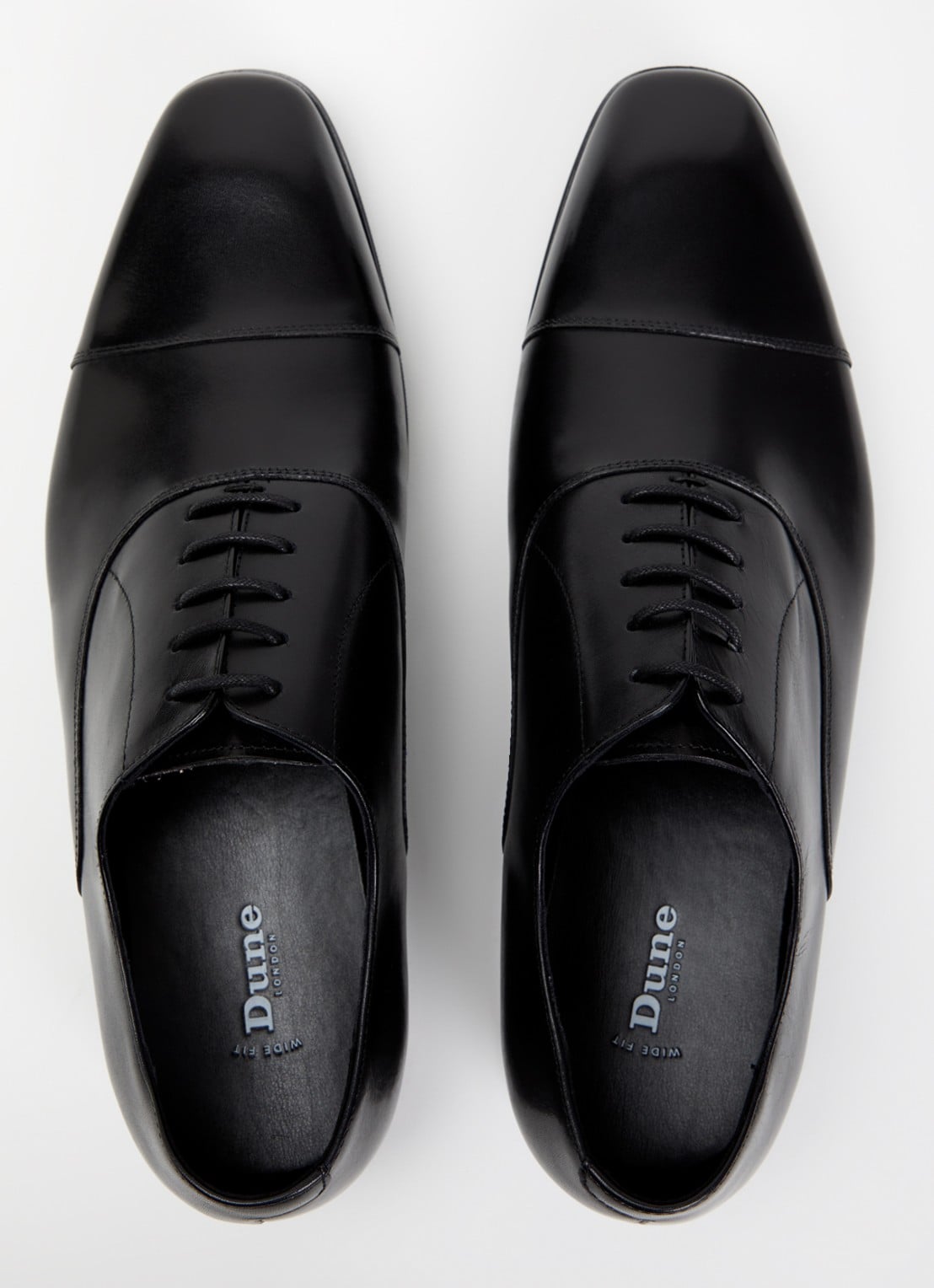 Dune London Wide Fit Solver veterschoen van leer met lakfinish - detail 2 zwart