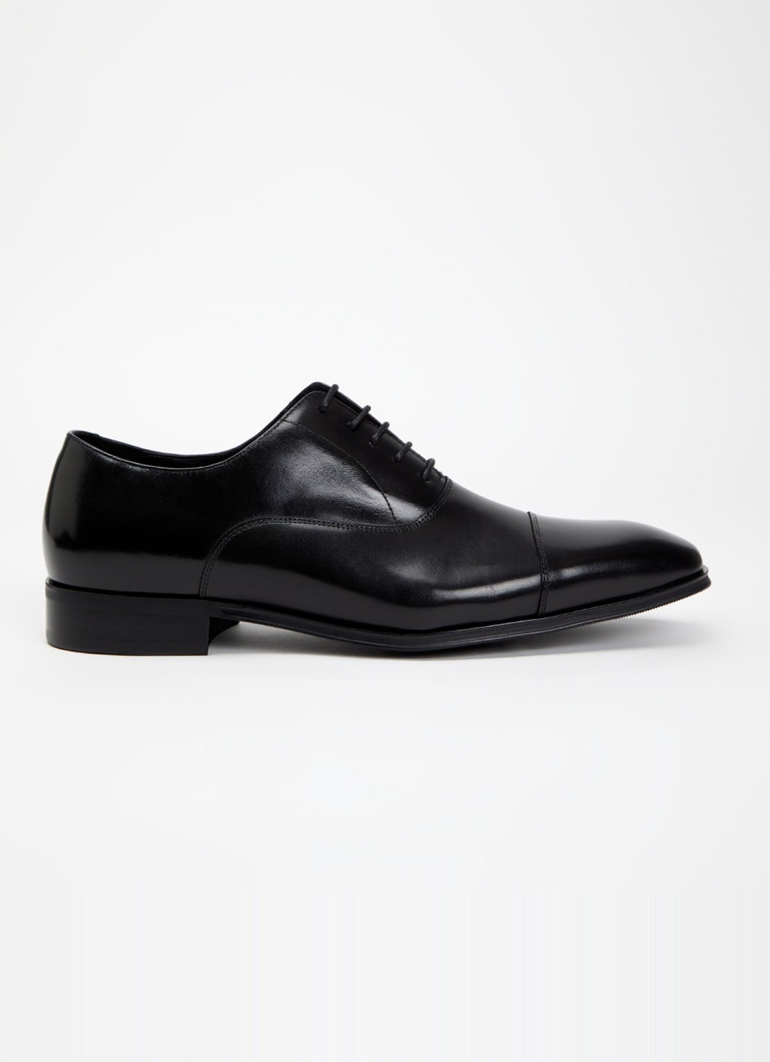 Dune London Wide Fit Solver veterschoen van leer met lakfinish - voorkant 5 zwart
