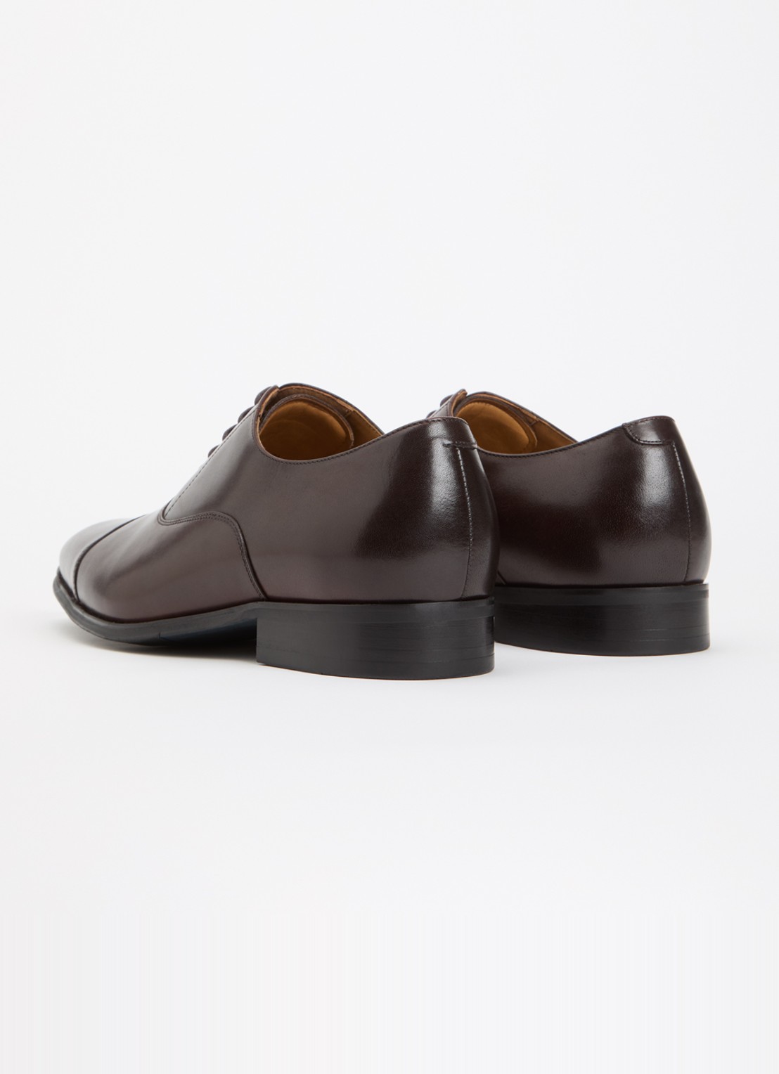Dune London Wide Fit Solver veterschoen van leer met lakfinish - achterkant 4 donkerbruin