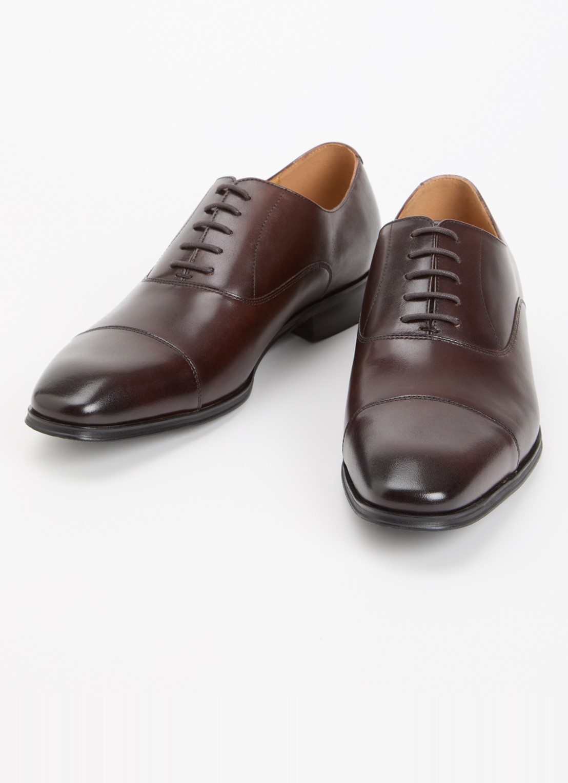 Dune London Wide Fit Solver veterschoen van leer met lakfinish - detail donkerbruin