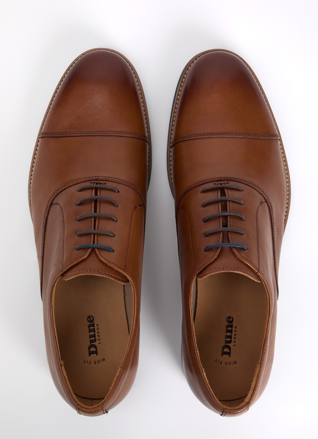 Dune London Wide Fit Stanlakes veterschoen van leer - detail 3 cognac
