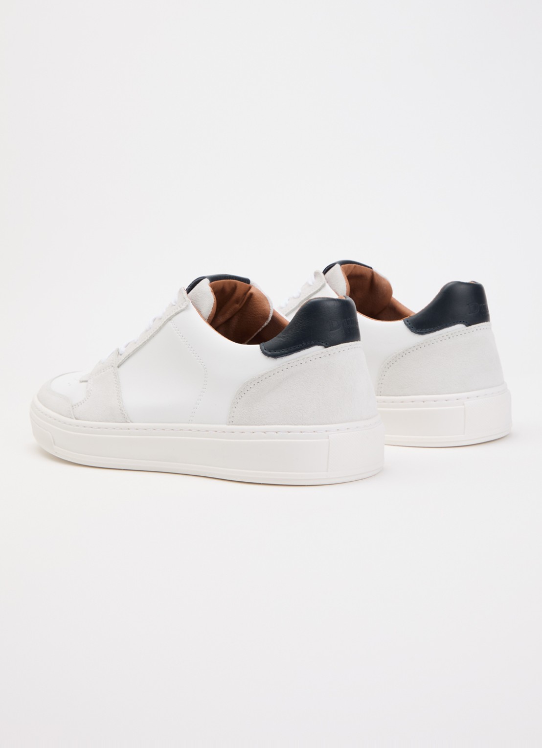 Dune London Wide Fit Tawly sneaker van leer met suède details - achterkant 5 wit