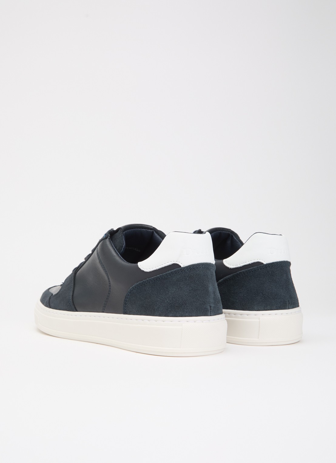 Dune London Wide Fit Tawly sneaker van leer met suède details - achterkant 4 donkerblauw