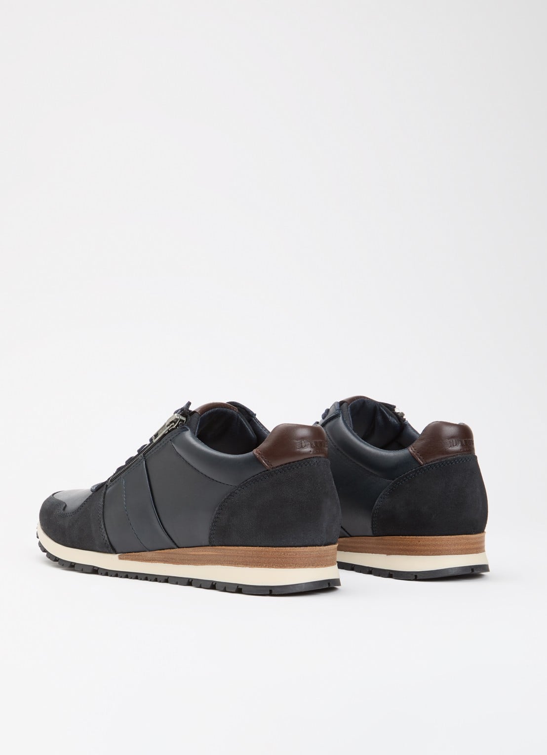 Dune London Wide Fit Thame sneaker van leer met ritsdetail  - achterkant 5 donkerblauw