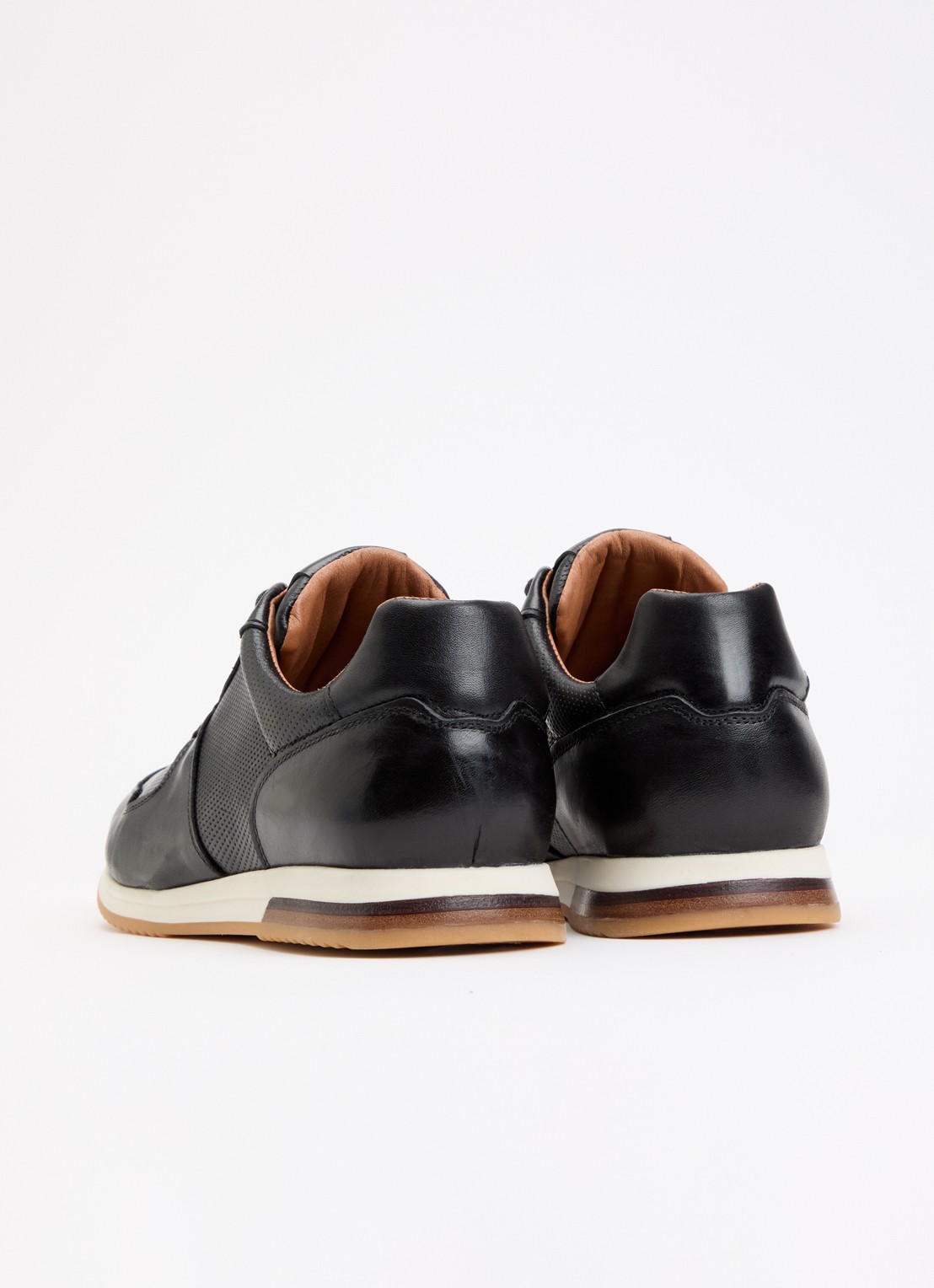 Dune London Wide Fit Trilogy sneaker van leer - achterkant 5 zwart