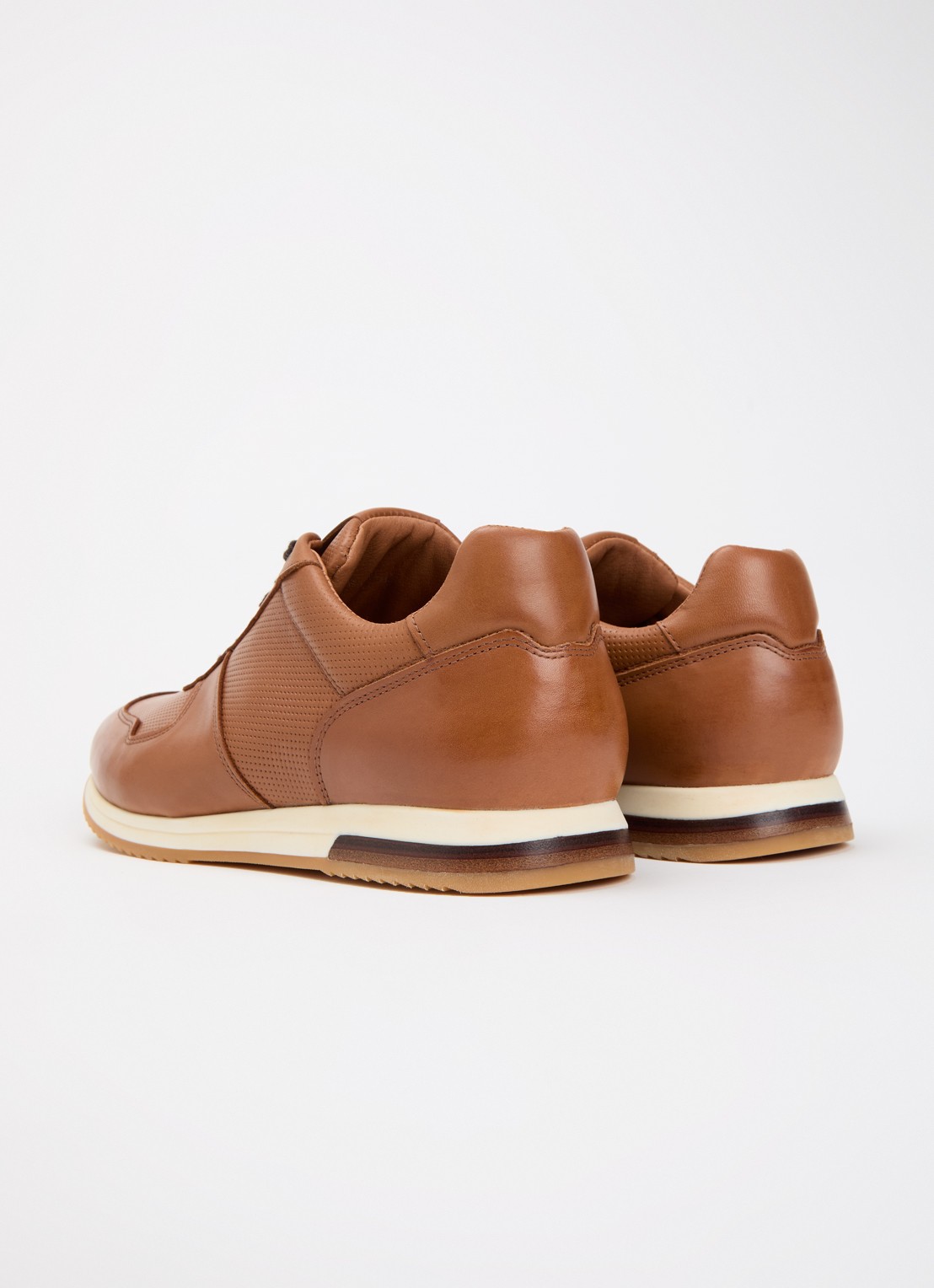 Dune London Wide Fit Trilogy sneaker van leer - achterkant 5 roestbruin
