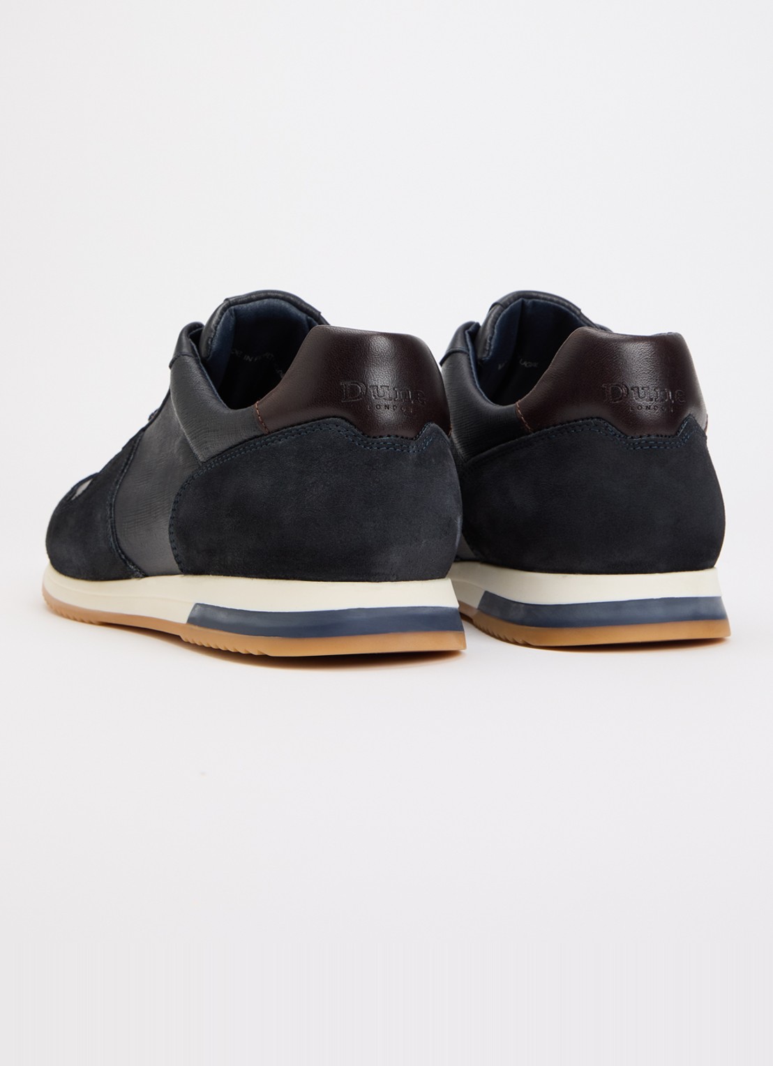 Dune London Wide Fit Trusting sneaker van leer met details van suède - achterkant 5 donkerblauw