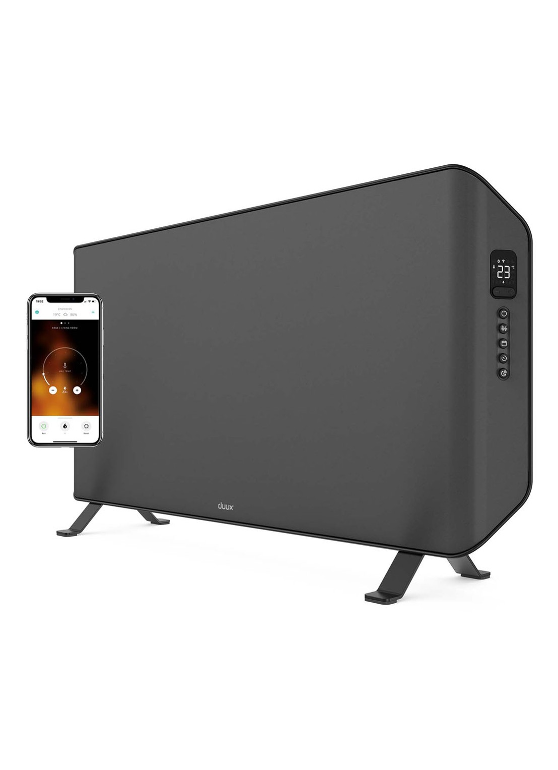 Duux Edge Smart Convector kachel, 40 cm hoog - voorkant grijs
