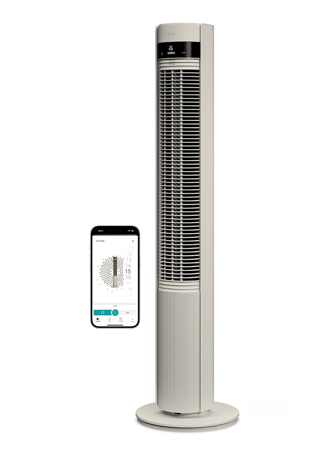 Duux Elevate Smart Tower torenventilator - voorkant ivoor